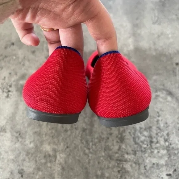 rothy’s bright red rounded toe knit flats womens size 8