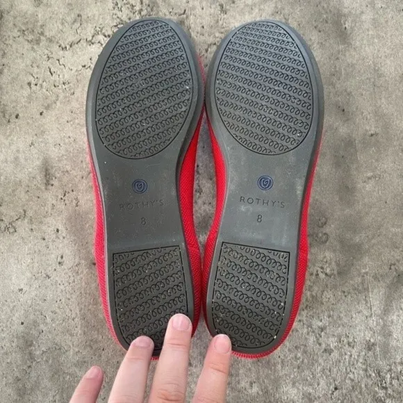 rothy’s bright red rounded toe knit flats womens size 8