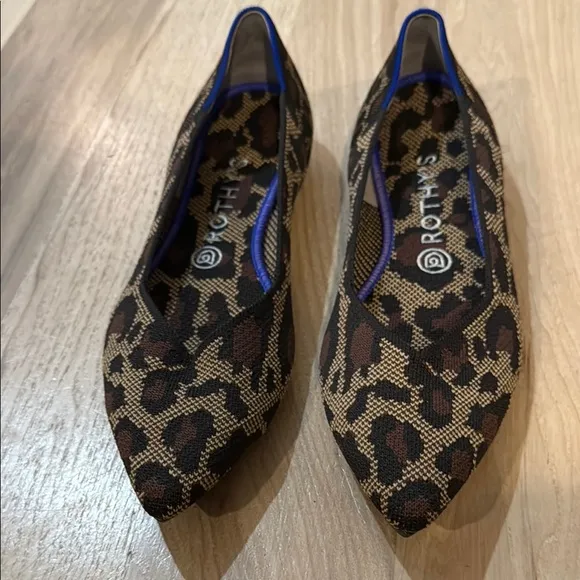 Rothy's Brown and Tan Flats with Wildcat Leopard Print