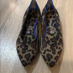 Rothy's Brown and Tan Flats with Wildcat Leopard Print