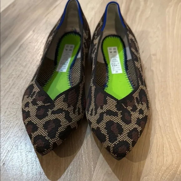 Rothy's Brown and Tan Flats with Wildcat Leopard Print