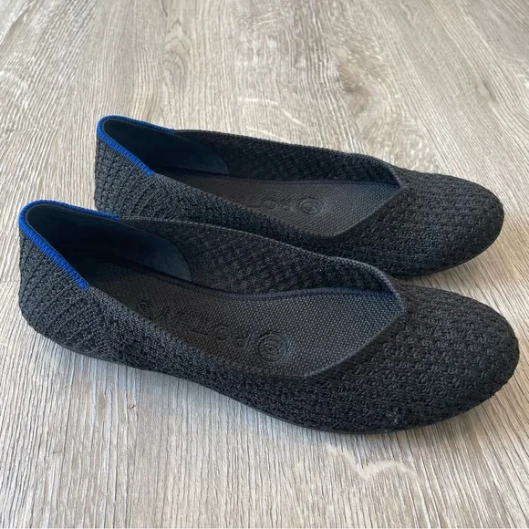 ROTHY’S Honeycomb Rounded Toe Flat - Black, Size 5.5