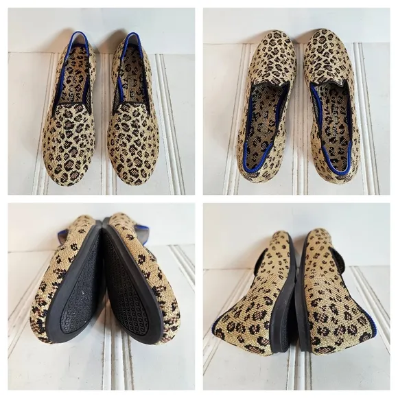 Rothy's Leopard Print Flats Spotted Loafer Shoes Womens Size 6 Comfort Shoes