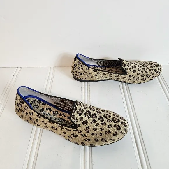 Rothy's Leopard Print Flats Spotted Loafer Shoes Womens Size 6 Comfort Shoes