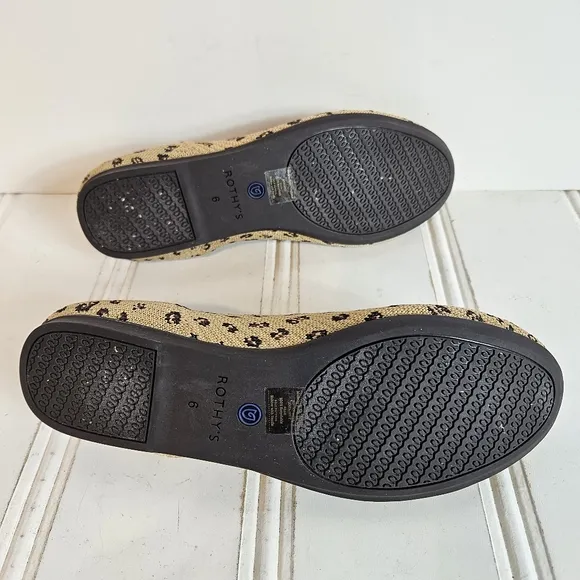 Rothy's Leopard Print Flats Spotted Loafer Shoes Womens Size 6 Comfort Shoes