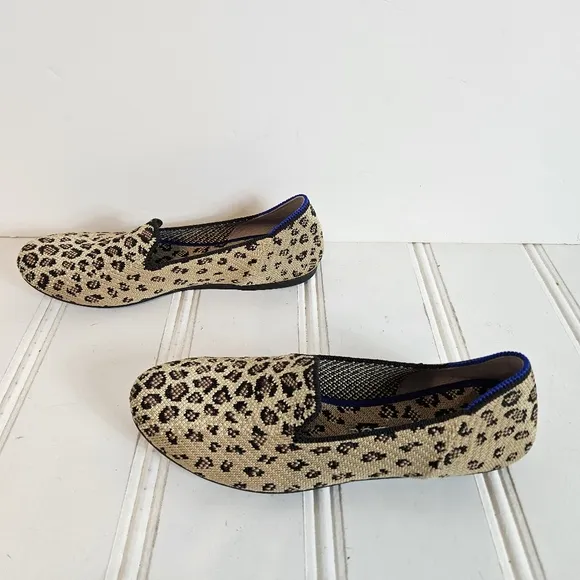 Rothy's Leopard Print Flats Spotted Loafer Shoes Womens Size 6 Comfort Shoes