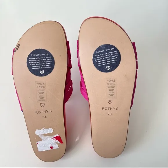 Rothy’s NWT The Slide Sz 7.5 Red Hot Pink Sandals