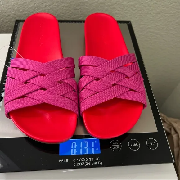 Rothy’s NWT The Slide Sz 7.5 Red Hot Pink Sandals