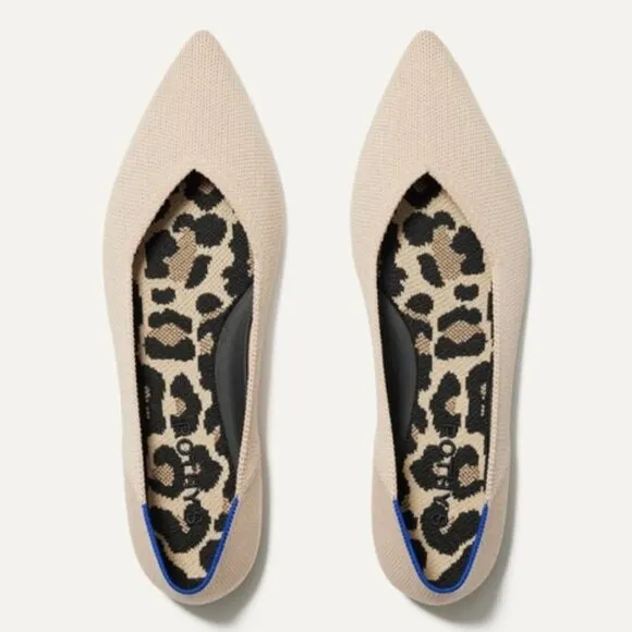 Rothy's Point II Ecru Cream Pointed Toe Flats NWOT Size 8