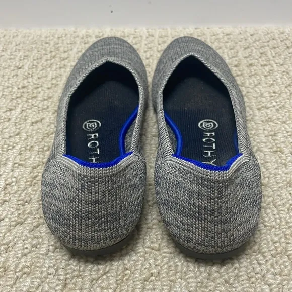 Rothy’s Rounded Toe Flats Grey Blue Trim Sz 6