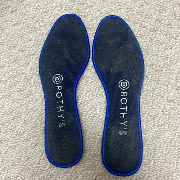 Rothy’s Rounded Toe Flats Grey Blue Trim Sz 6