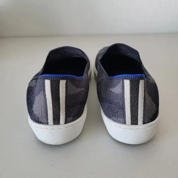 Rothy's Slip-On Sneakers Camo Fabric Black Gray Woman 5 Comfy Easy Care Walking