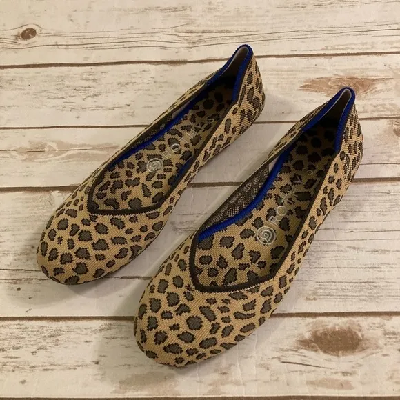 Rothy’s Spotted Cheetah Rounded Toe Ballet The Flats Size 7.5