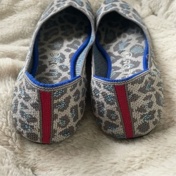 Rothy's Spotted Grey Leopard Print Ballet Flats Rounded Toe Retired Size 8