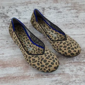 Rothys Spotted Leopard Blue Halo Red Heel Flats