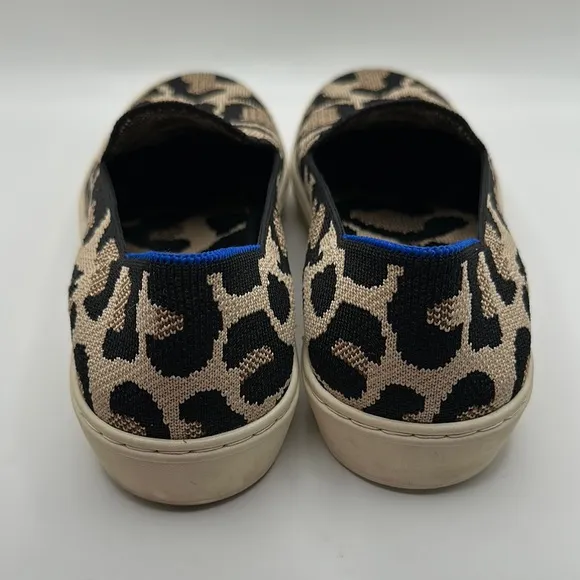 Rothy's Sz 8 Leopard Print Black and Tan Loafers Slip-On Comfort