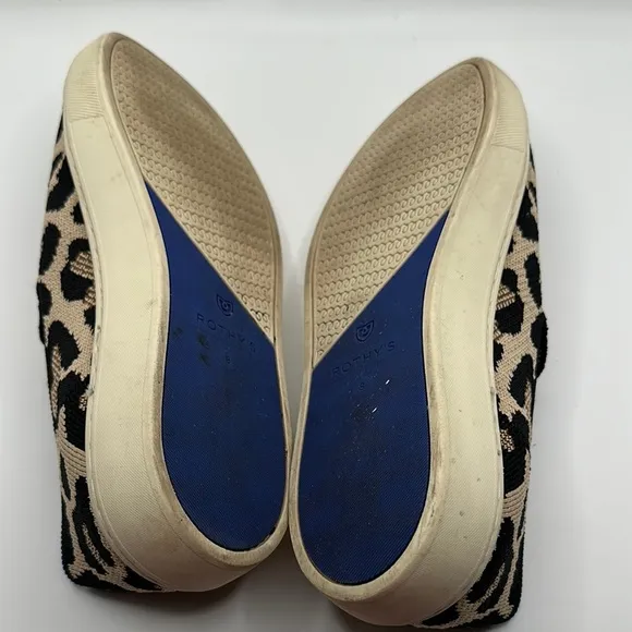 Rothy's Sz 8 Leopard Print Black and Tan Loafers Slip-On Comfort