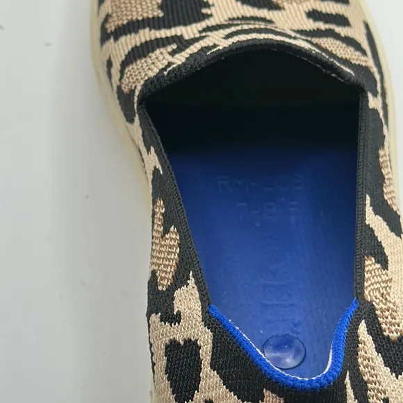 Rothy's Sz 8 Leopard Print Black and Tan Loafers Slip-On Comfort