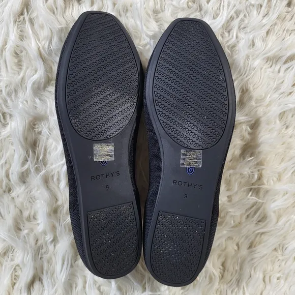 Rothy's The Flat Black Solid Knit Textile Round Toe Ballet Flats Women’s US 9