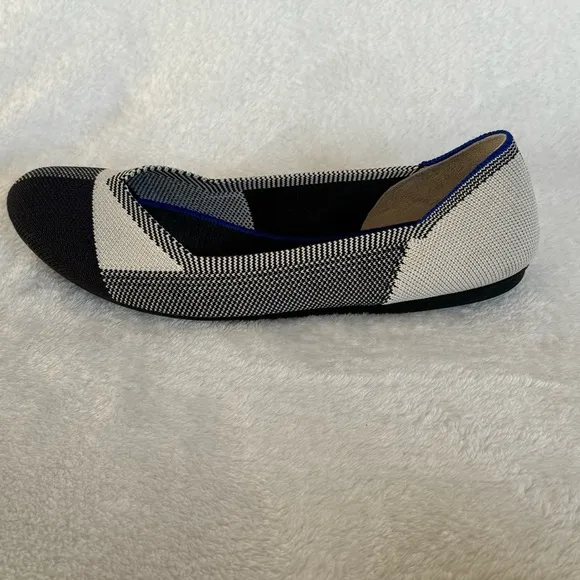 Rothy's The Flat Captoe Black Color block Textile Size US 8