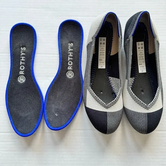 Rothy's The Flat Captoe Black Color block Textile Size US 8