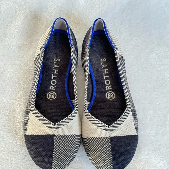 Rothy's The Flat Captoe Black Color block Textile Size US 8