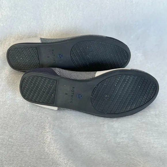 Rothy's The Flat Captoe Black Color block Textile Size US 8