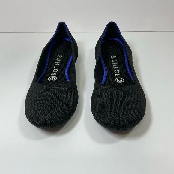 Rothy’s The Flat in Black Rounded Toe Knit Ballet Flats