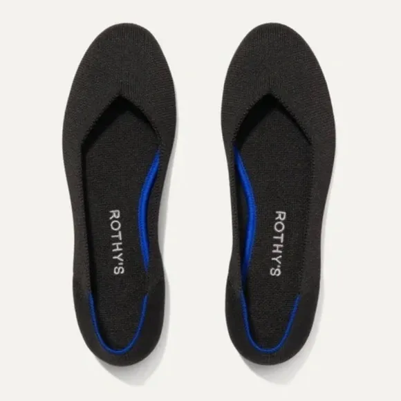 Rothy’s The Flat in Black Rounded Toe Knit Ballet Flats