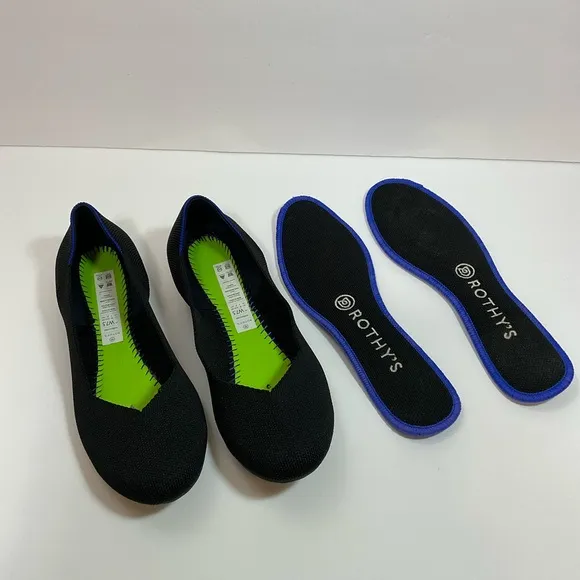 Rothy’s The Flat in Black Rounded Toe Knit Ballet Flats