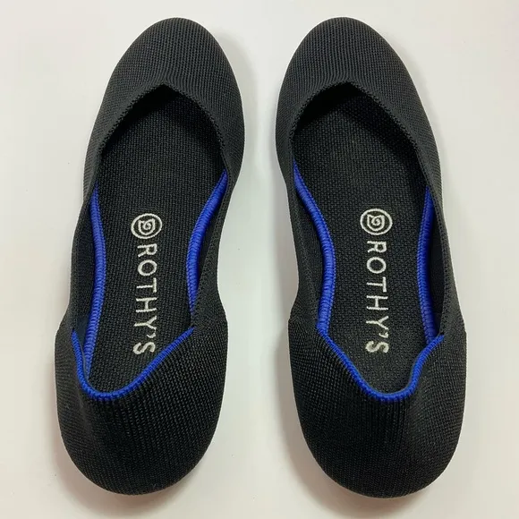 Rothy’s The Flat in Black Rounded Toe Knit Ballet Flats