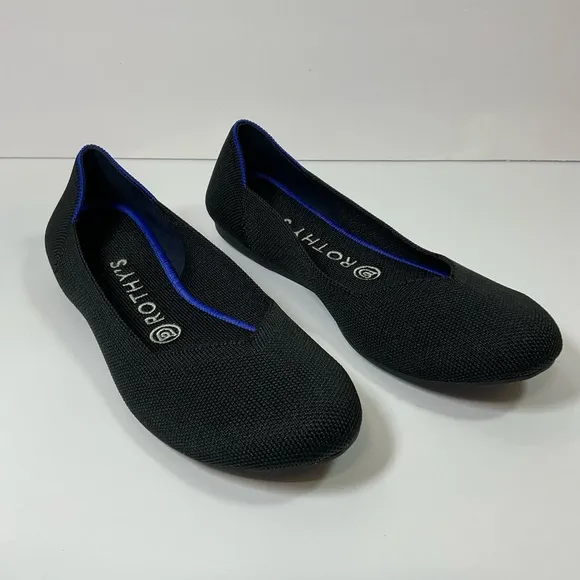 Rothy’s The Flat in Black Rounded Toe Knit Ballet Flats