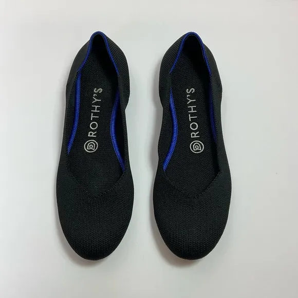 Rothy’s The Flat in Black Rounded Toe Knit Ballet Flats