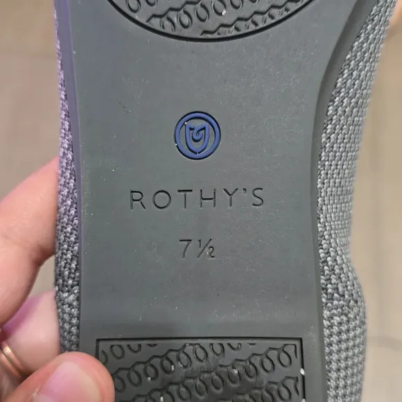 Rothy's The Flat in Pebble Grey with Red, Lightly Used, Almost New, Size 7.5