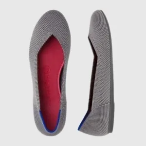 Rothy's The Flat in Pebble Grey with Red, Lightly Used, Almost New, Size 7.5