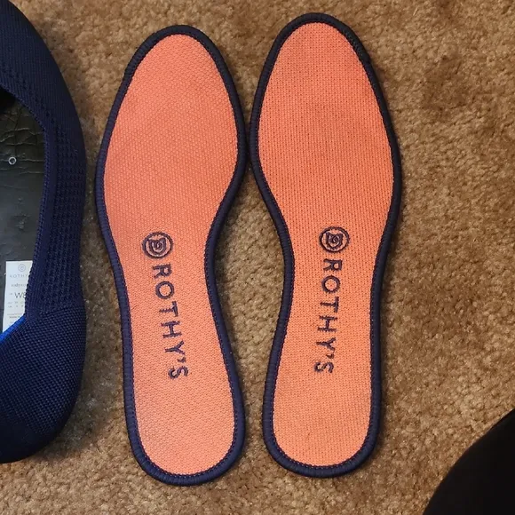 Rothy's The Flat Maritime Lattice Stitch Round Toe Navy Blue