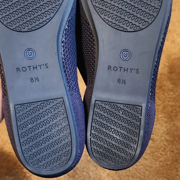 Rothy's The Flat Maritime Lattice Stitch Round Toe Navy Blue