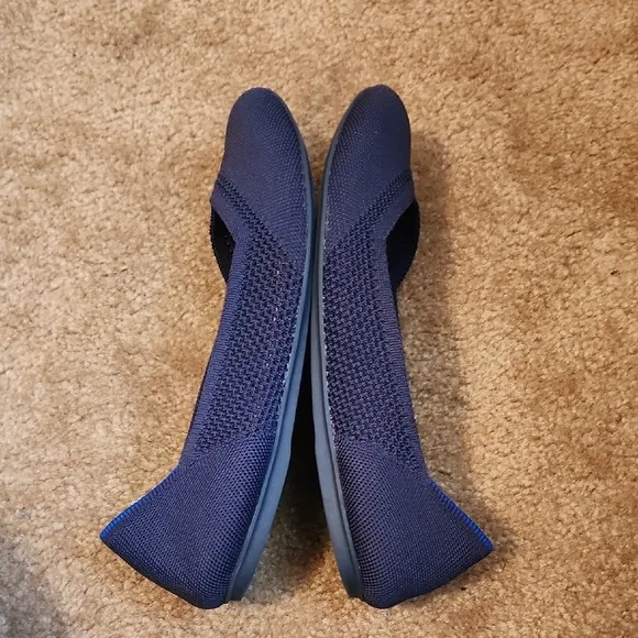Rothy's The Flat Maritime Lattice Stitch Round Toe Navy Blue