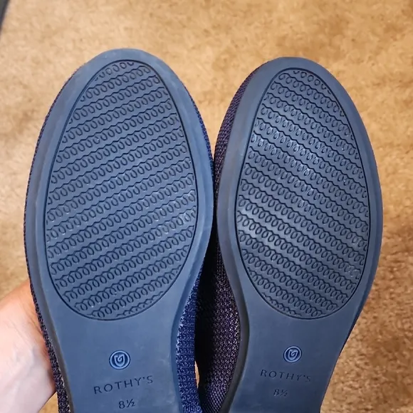 Rothy's The Flat Maritime Lattice Stitch Round Toe Navy Blue