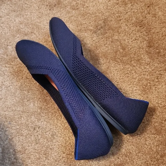 Rothy's The Flat Maritime Lattice Stitch Round Toe Navy Blue