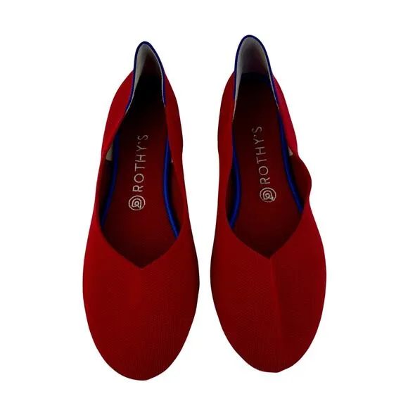 Rothy's The Flat Rounded Toe Fabric Ballet Flats Red US 10.5