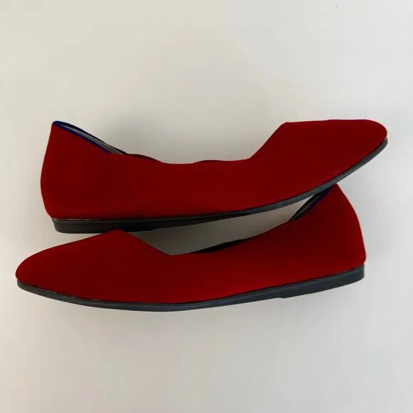 Rothy's The Flat Rounded Toe Fabric Ballet Flats Red US 10.5