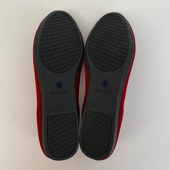Rothy's The Flat Rounded Toe Fabric Ballet Flats Red US 10.5
