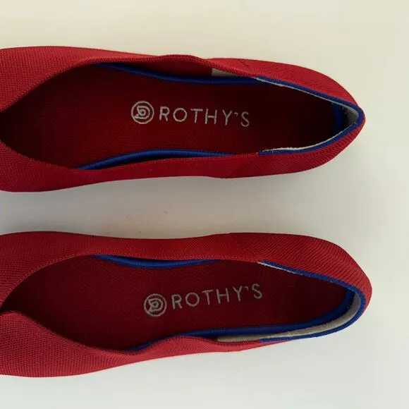 Rothy's The Flat Rounded Toe Fabric Ballet Flats Red US 10.5