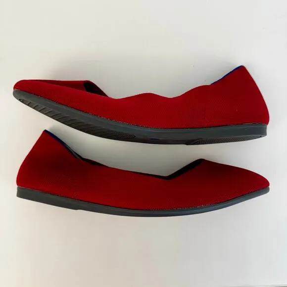Rothy's The Flat Rounded Toe Fabric Ballet Flats Red US 10.5