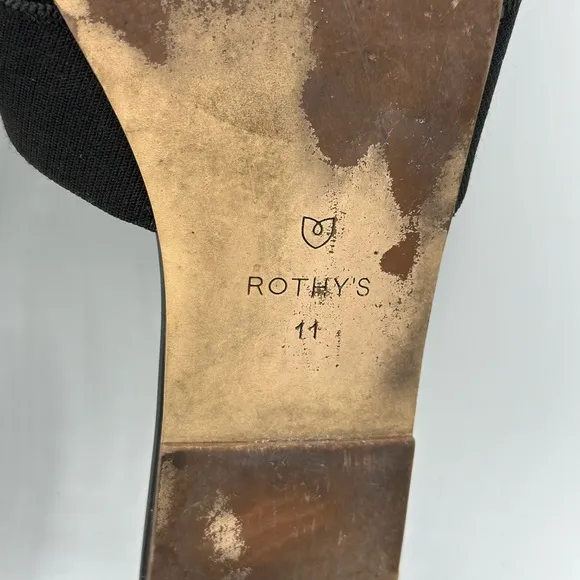 Rothy’s The Knot Vegan Leather &amp; Hemp Black Slides Sandals Size 11