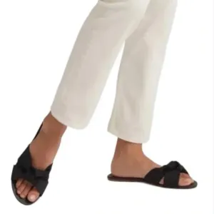 Rothy’s The Knot Vegan Leather &amp; Hemp Black Slides Sandals Size 11