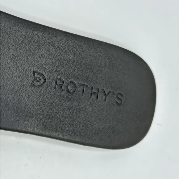 Rothy’s The Knot Vegan Leather &amp; Hemp Black Slides Sandals Size 11