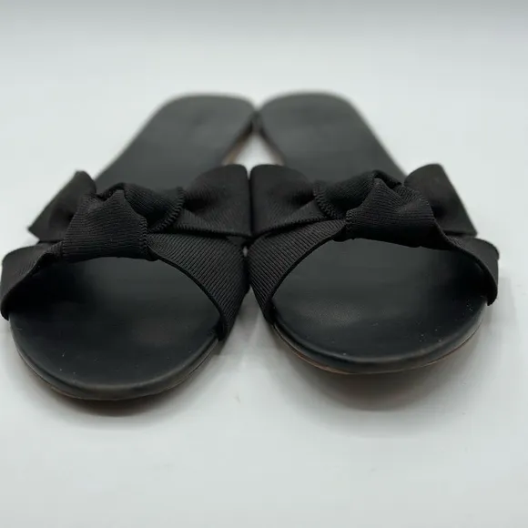 Rothy’s The Knot Vegan Leather &amp; Hemp Black Slides Sandals Size 11