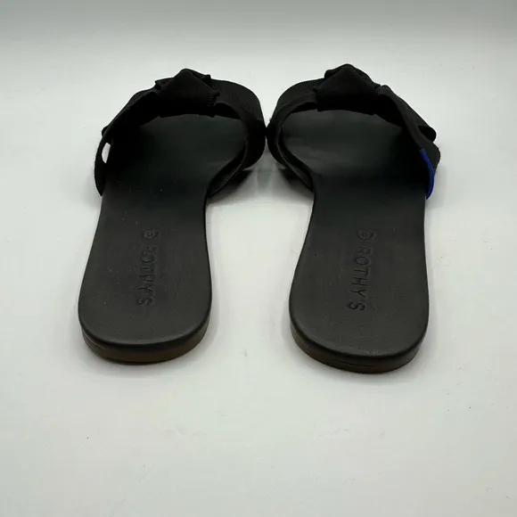 Rothy’s The Knot Vegan Leather &amp; Hemp Black Slides Sandals Size 11
